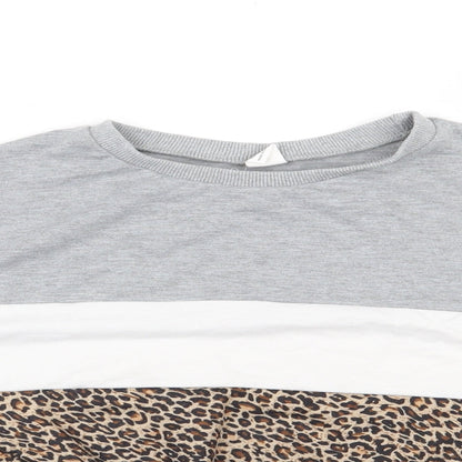 SheIn Girls Grey Animal Print Polyester Pullover Sweatshirt Size 11-12 Years  Pullover