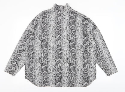 F&F Womens Grey High Neck Animal Print Polyester Pullover Jumper Size 16