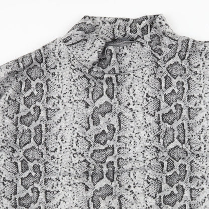 F&F Womens Grey High Neck Animal Print Polyester Pullover Jumper Size 16