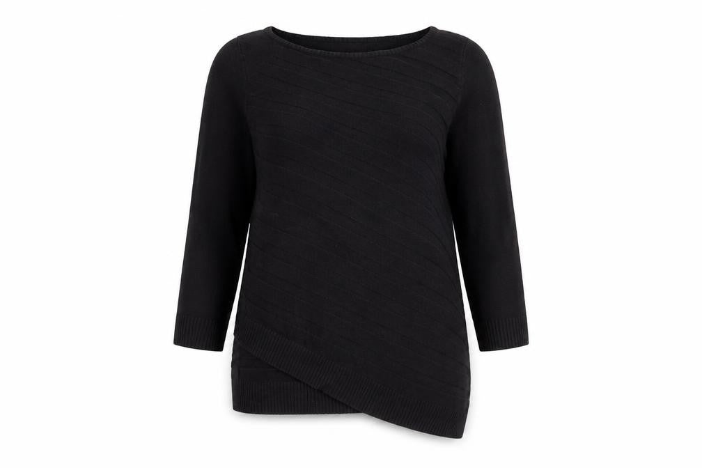 Front view of New York & Company women’s black round neck acrylic jumper, size M