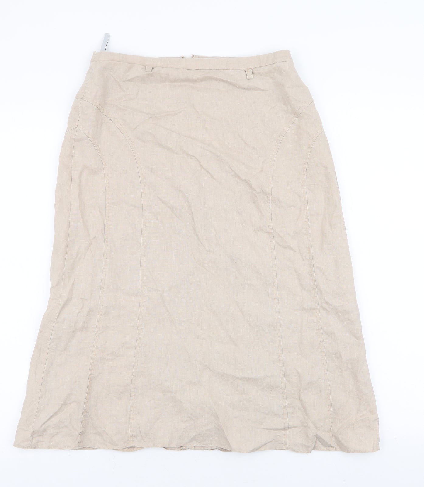 Gerry Weber Womens Beige  Linen A-Line Skirt Size 12   Zip