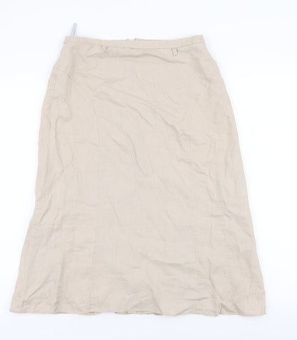 Gerry Weber Womens Beige  Linen A-Line Skirt Size 12   Zip