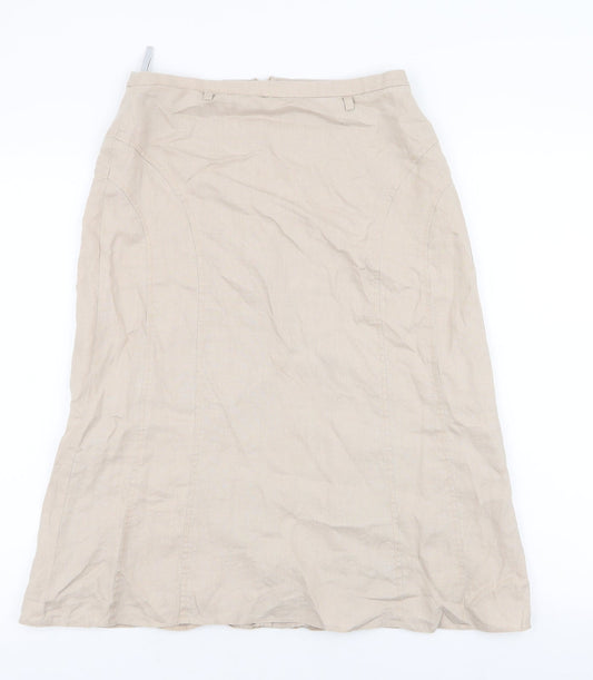 Gerry Weber Womens Beige  Linen A-Line Skirt Size 12   Zip