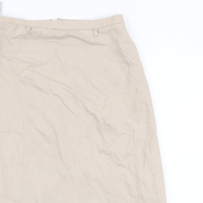 Gerry Weber Womens Beige  Linen A-Line Skirt Size 12   Zip