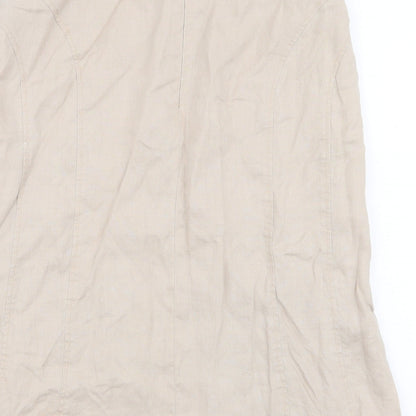 Gerry Weber Womens Beige  Linen A-Line Skirt Size 12   Zip