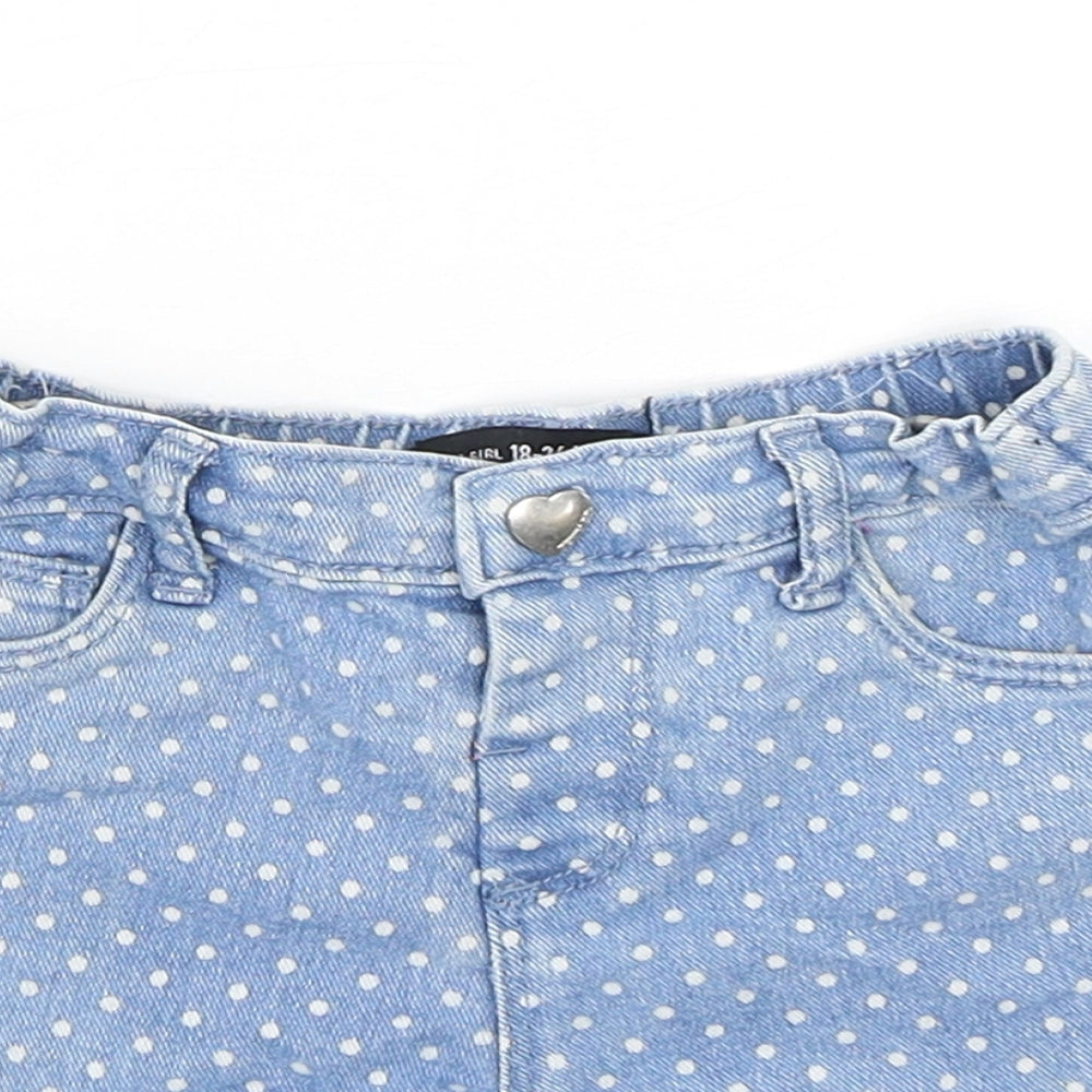 Denim Co Girls Blue Polka Dot Cotton Cropped Trousers Size 18-24 Months