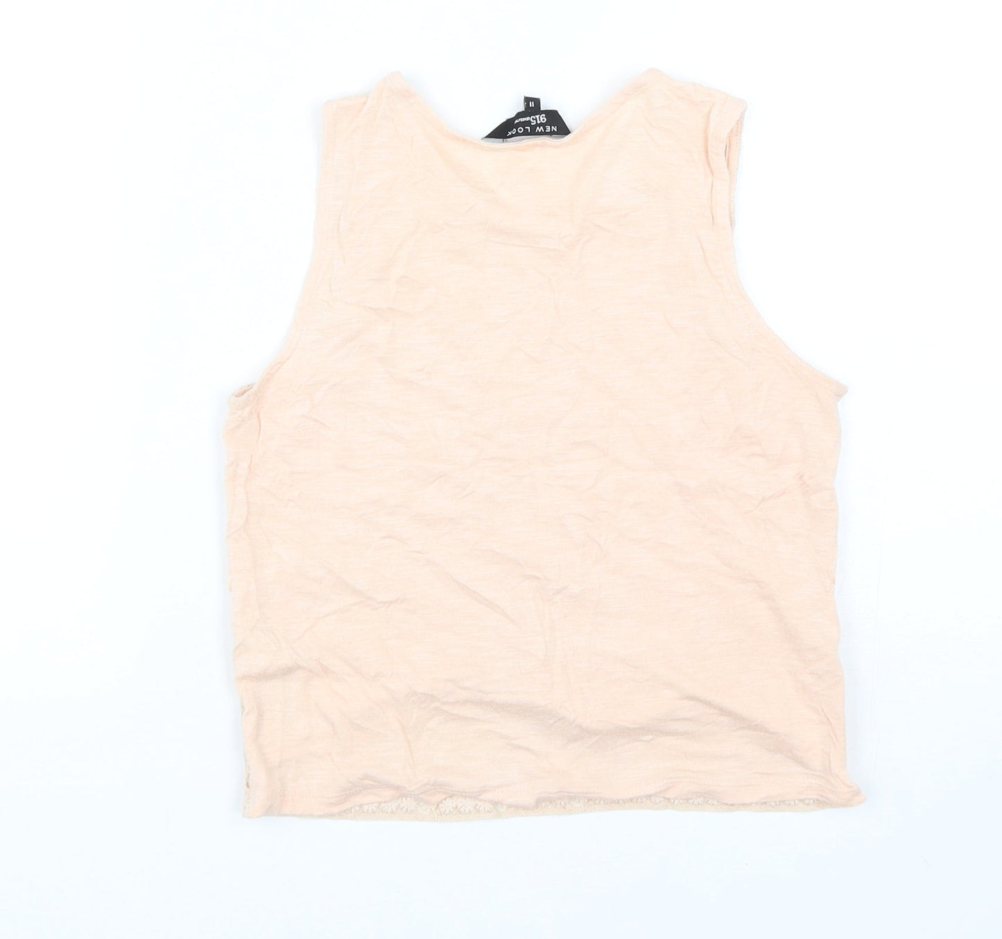 New Look Girls Pink Geometric Cotton Basic Tank Size 11 Years Round Neck Pullover
