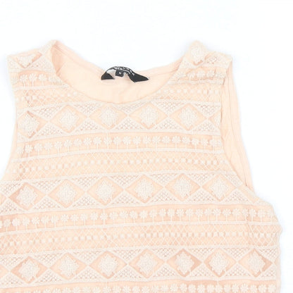 New Look Girls Pink Geometric Cotton Basic Tank Size 11 Years Round Neck Pullover