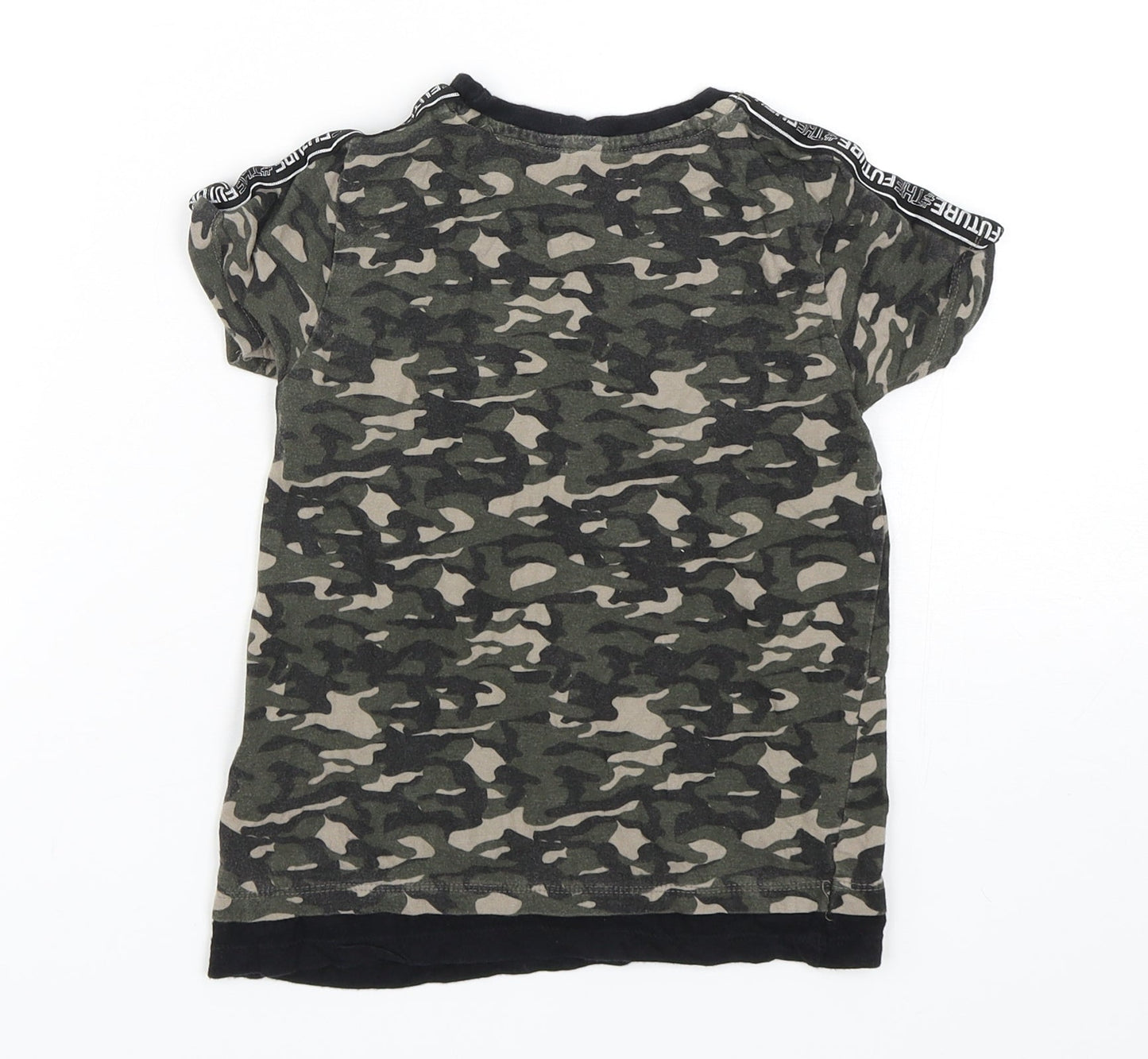 Primark Boys Green Camouflage Cotton Basic T-Shirt Size 4-5 Years Round Neck Pullover