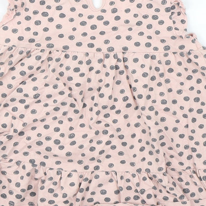 F&F Girls Pink Polka Dot Cotton A-Line  Size 12-18 Months  Round Neck Pullover