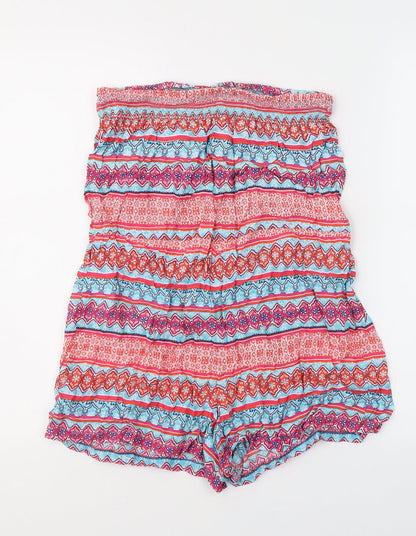 Dunnes Stores Womens Multicoloured Geometric Viscose Playsuit One-Piece Size S L3 in Pullover