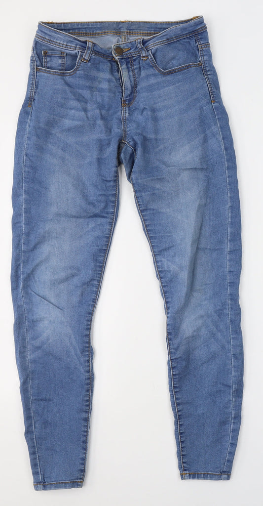 Denim & Co. Womens Blue  Cotton Skinny Jeans Size 10 L30 in Regular Button