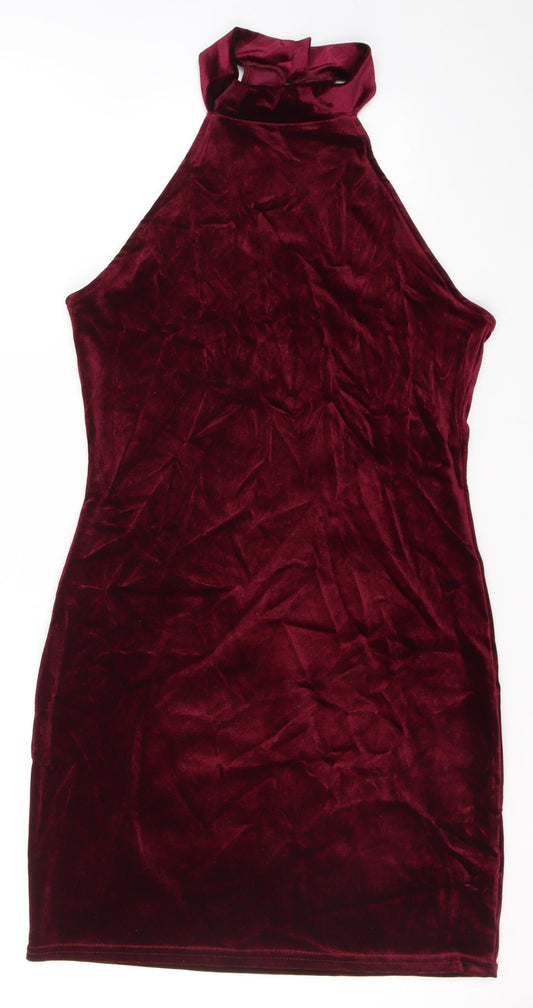 Miss Selfridge Womens Pink  Polyester Tank Dress  Size 10  Halter Button