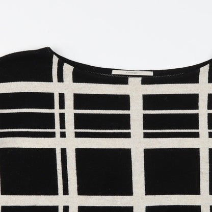 George Womens Black Round Neck Plaid Acrylic Pullover Jumper Size 14