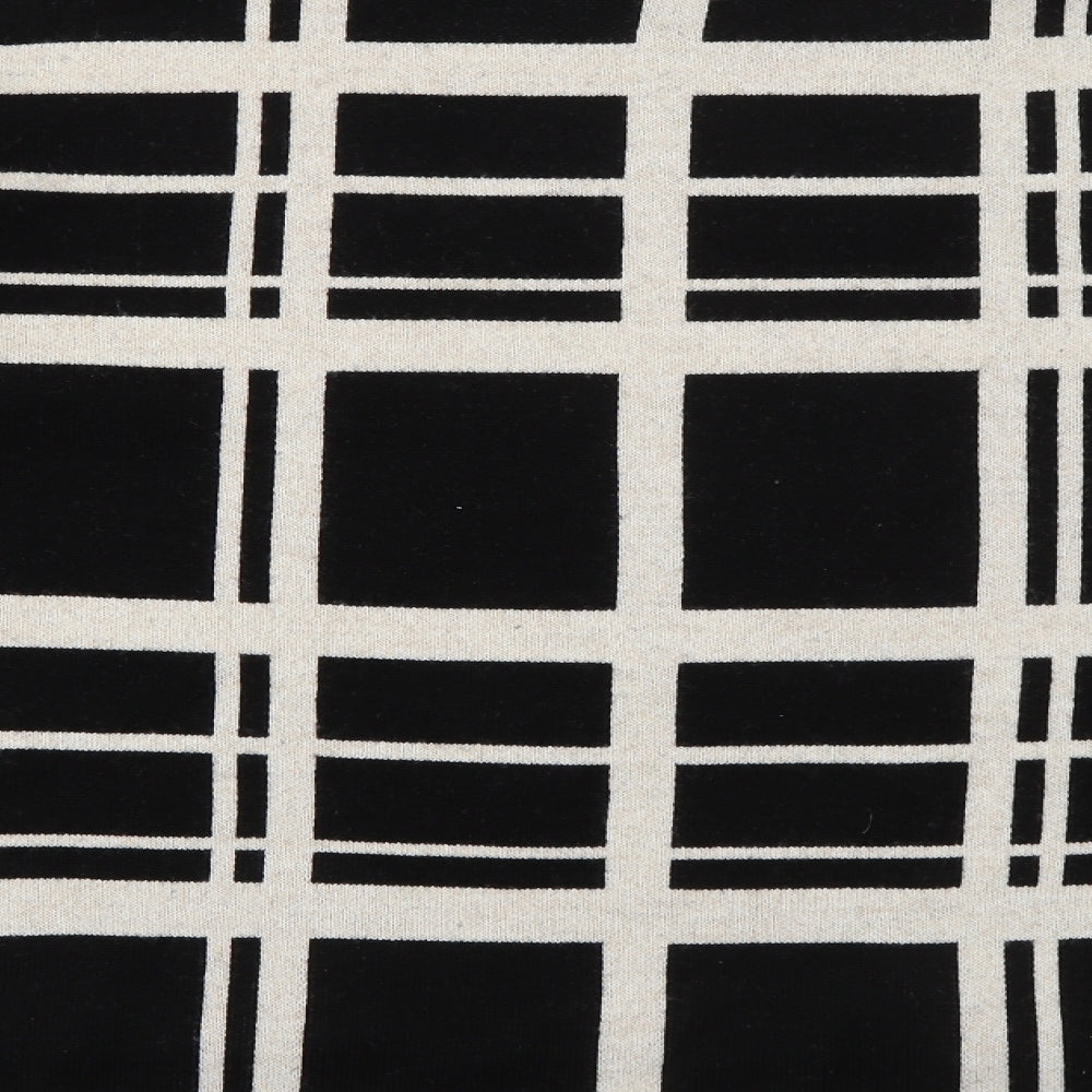 George Womens Black Round Neck Plaid Acrylic Pullover Jumper Size 14