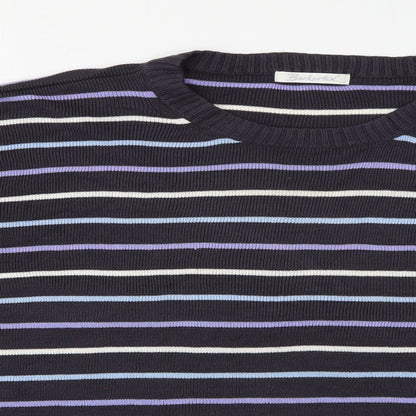 Berkertex Mens Purple Crew Neck Striped Acrylic Pullover Jumper Size 2XLT