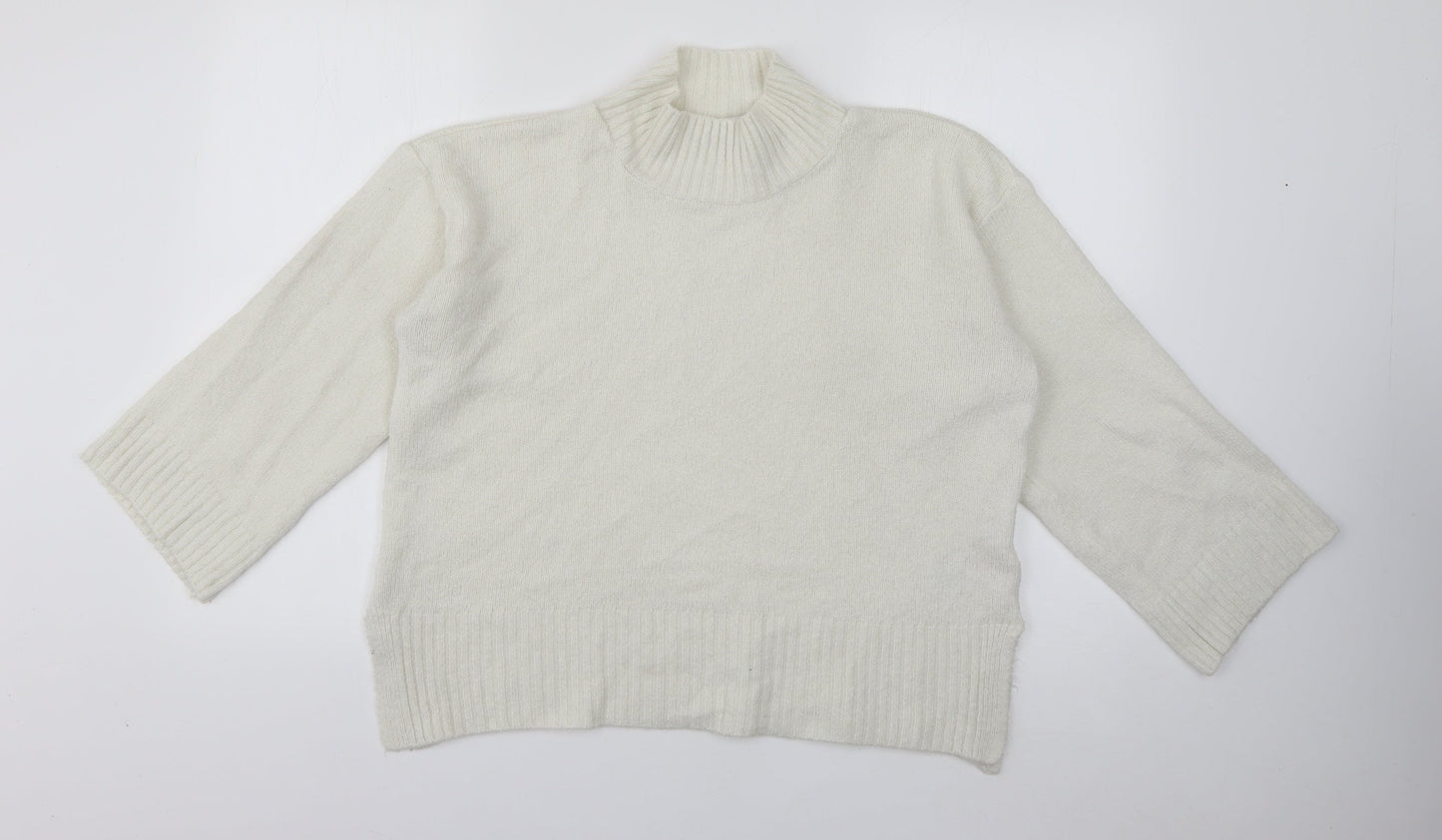 Topshop Womens White High Neck  Acrylic Pullover Jumper Size S