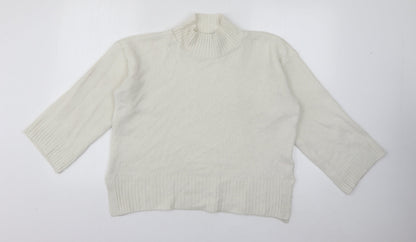 Topshop Womens White High Neck  Acrylic Pullover Jumper Size S