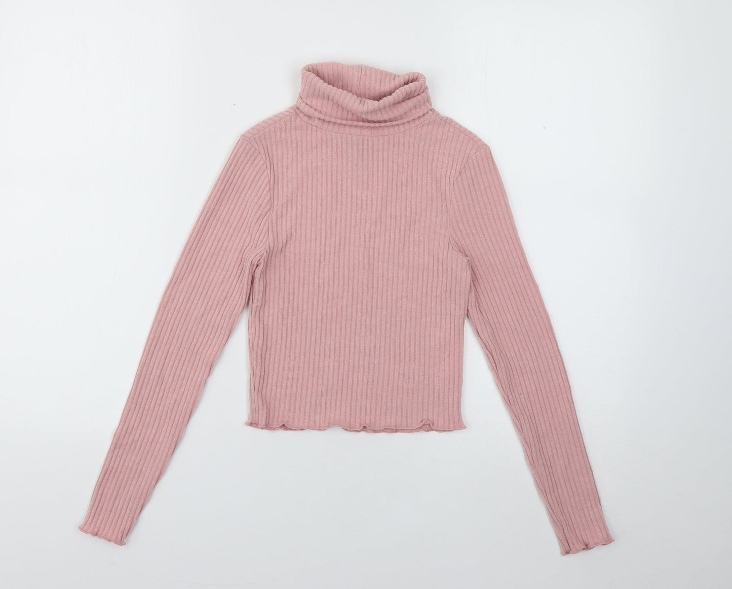 915 Girls Pink Roll Neck  Polyester Pullover Jumper Size 10-11 Years