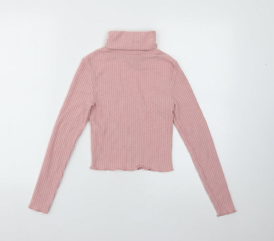 915 Girls Pink Roll Neck  Polyester Pullover Jumper Size 10-11 Years