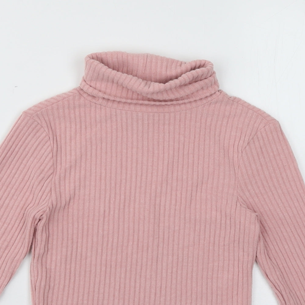 915 Girls Pink Roll Neck  Polyester Pullover Jumper Size 10-11 Years