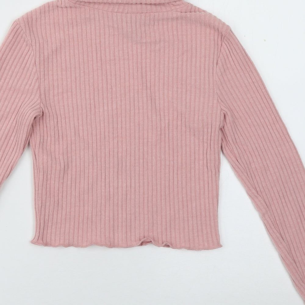 915 Girls Pink Roll Neck  Polyester Pullover Jumper Size 10-11 Years