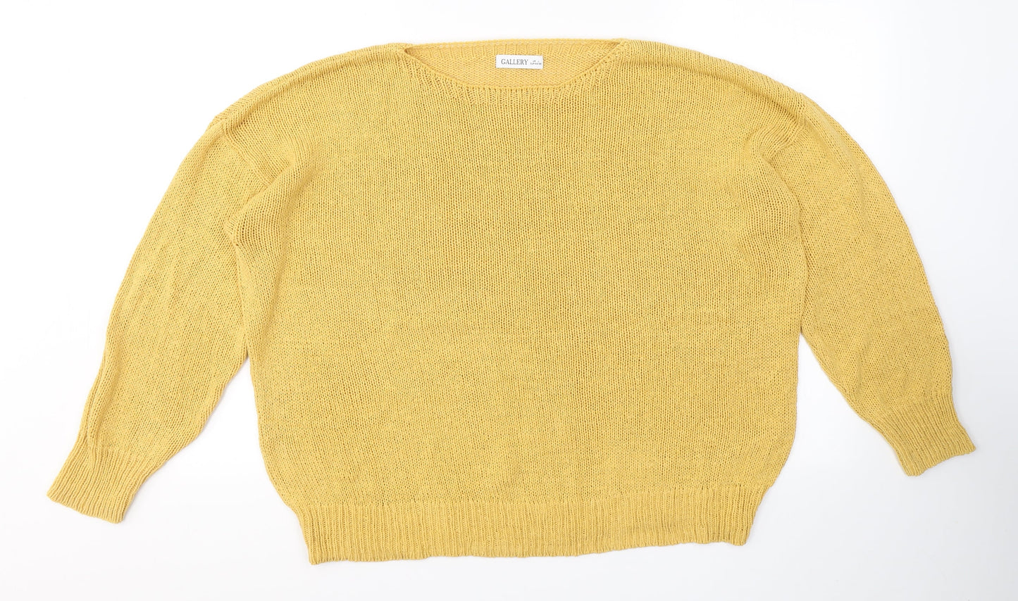 Gallery Womens Yellow Round Neck  Cotton Pullover Jumper Size L
