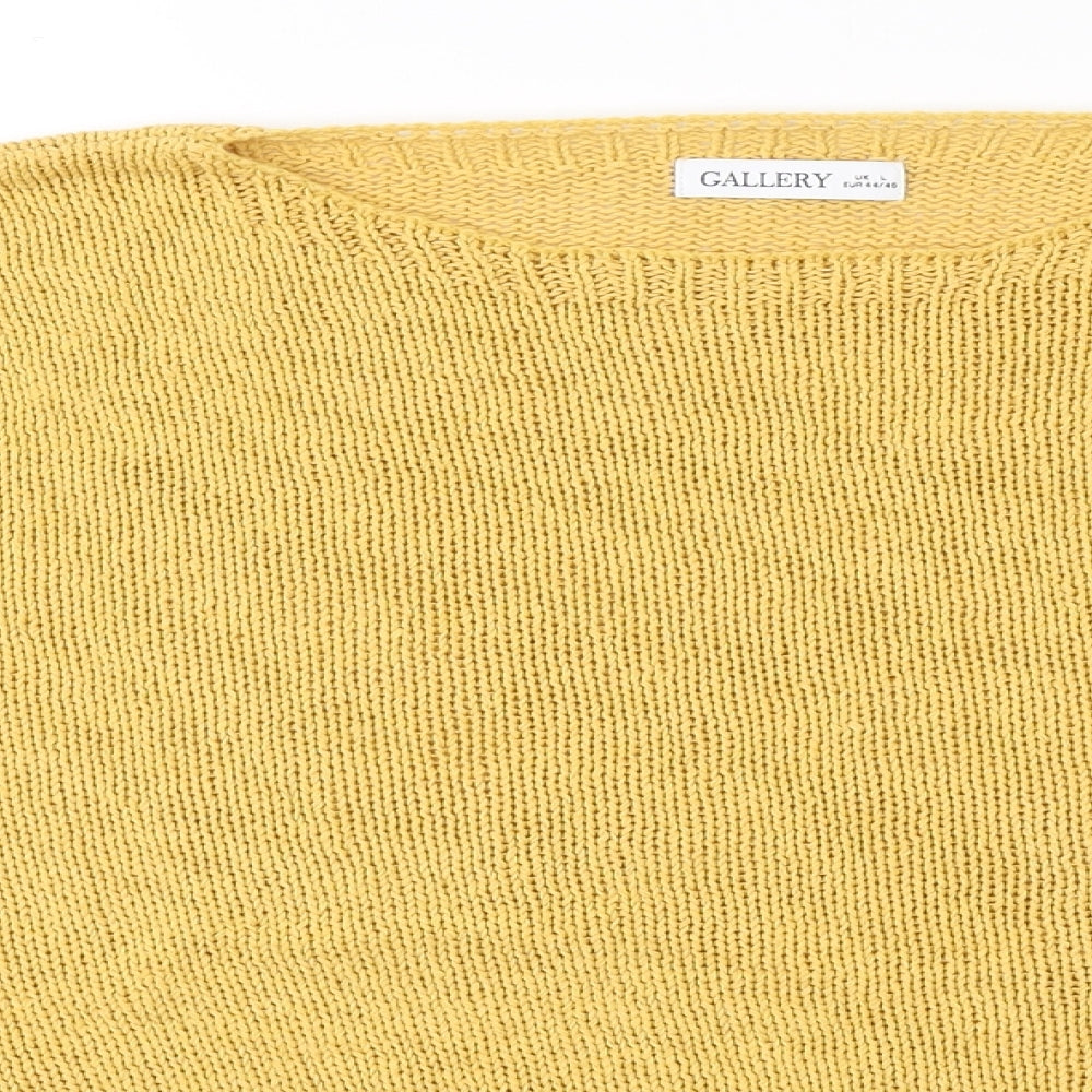 Gallery Womens Yellow Round Neck  Cotton Pullover Jumper Size L