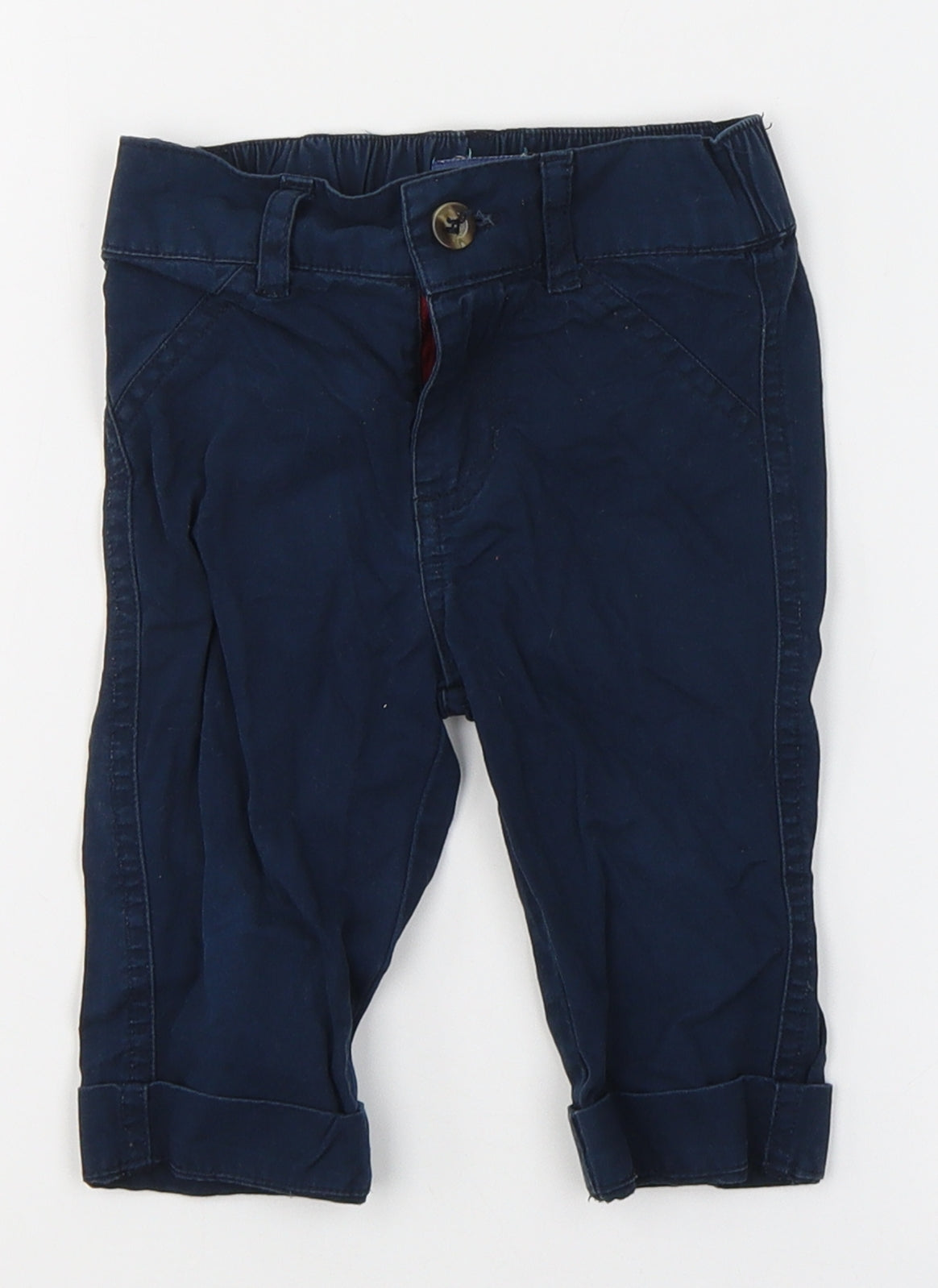 Andy & Evan Boys Blue  Cotton Capri Trousers Size 12-18 Months  Button