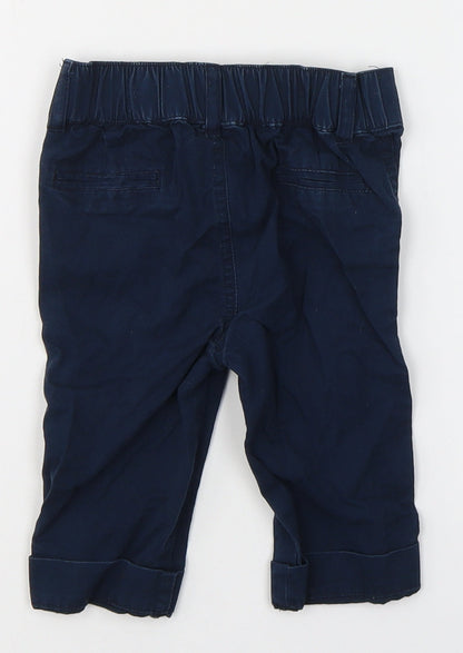 Andy & Evan Boys Blue  Cotton Capri Trousers Size 12-18 Months  Button