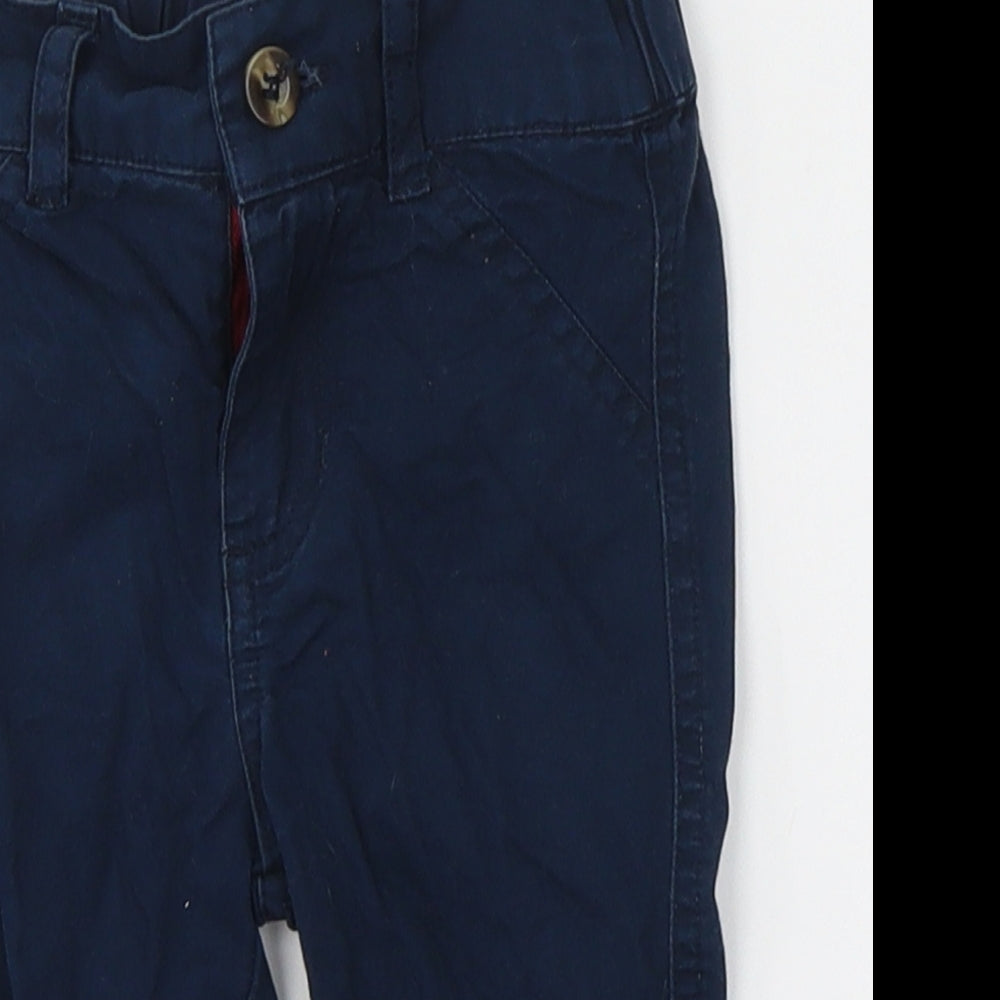 Andy & Evan Boys Blue  Cotton Capri Trousers Size 12-18 Months  Button