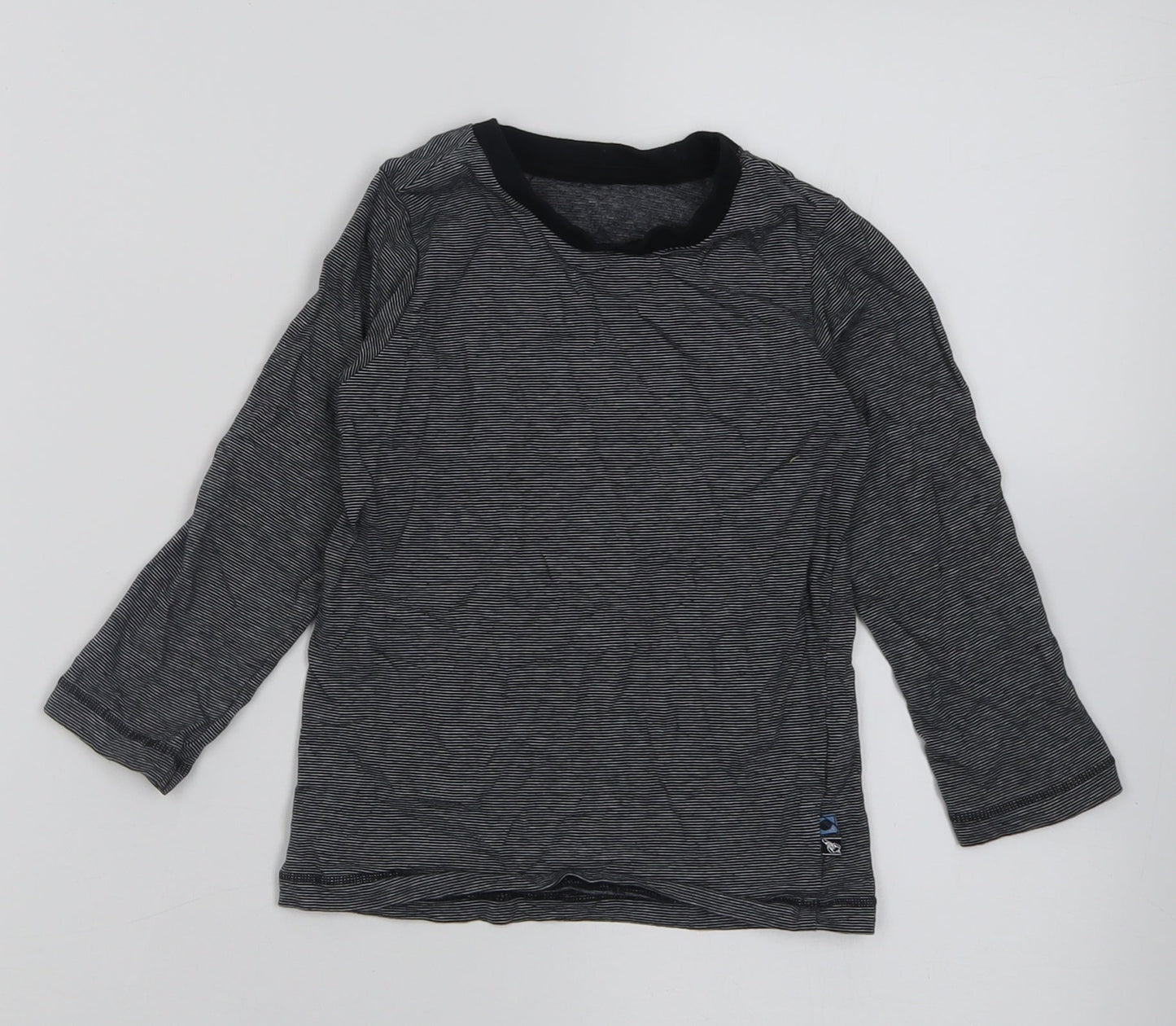 Matalan Boys Grey Striped Cotton Basic Casual Size 2-3 Years Crew Neck Pullover