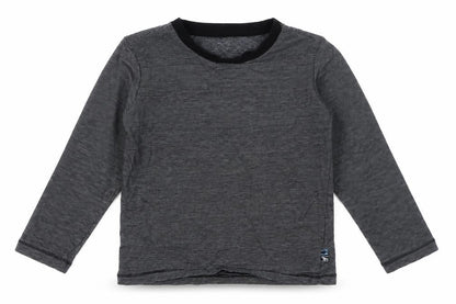 Front view of Matalan boys’ grey striped cotton basic casual, size 2-3, years crew neck pullover