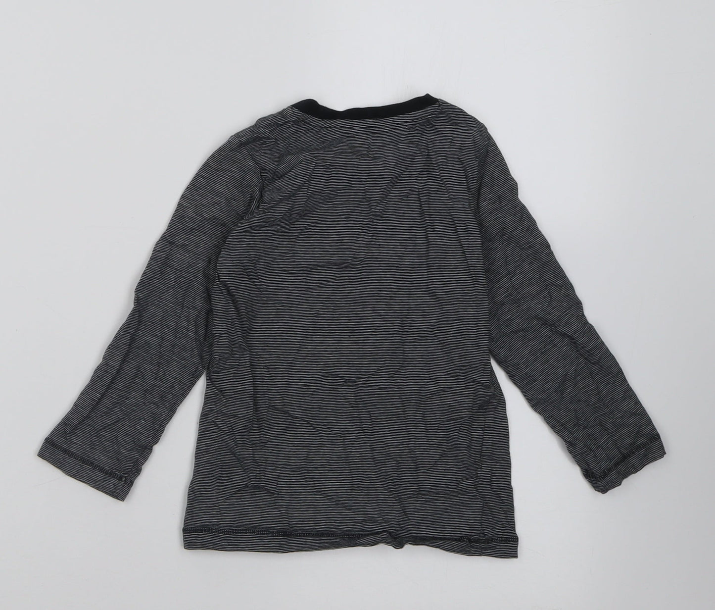 Matalan Boys Grey Striped Cotton Basic Casual Size 2-3 Years Crew Neck Pullover