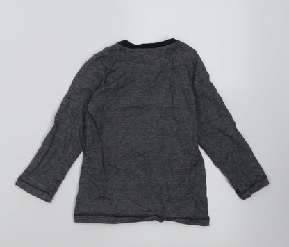 Matalan Boys Grey Striped Cotton Basic Casual Size 2-3 Years Crew Neck Pullover