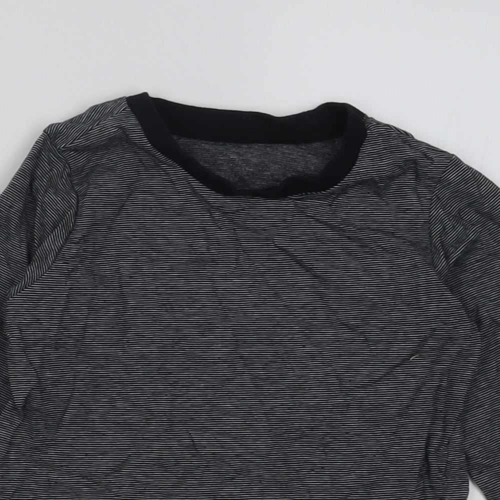 Matalan Boys Grey Striped Cotton Basic Casual Size 2-3 Years Crew Neck Pullover