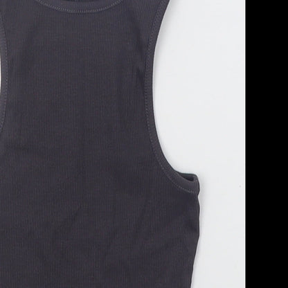 George Girls Grey  Cotton Basic Tank Size 5-6 Years Crew Neck Pullover - ribbed fabric