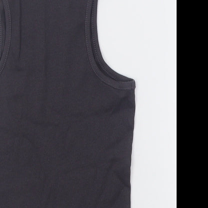 George Girls Grey  Cotton Basic Tank Size 5-6 Years Crew Neck Pullover - ribbed fabric