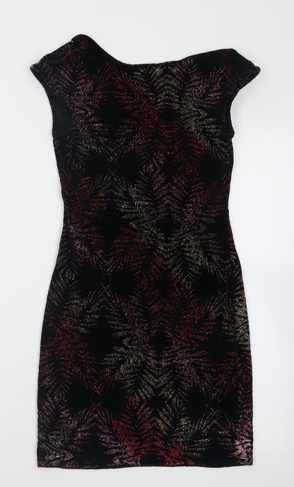 Topshop Womens Black  Polyester A-Line  Size 6  Boat Neck Pullover - Open back