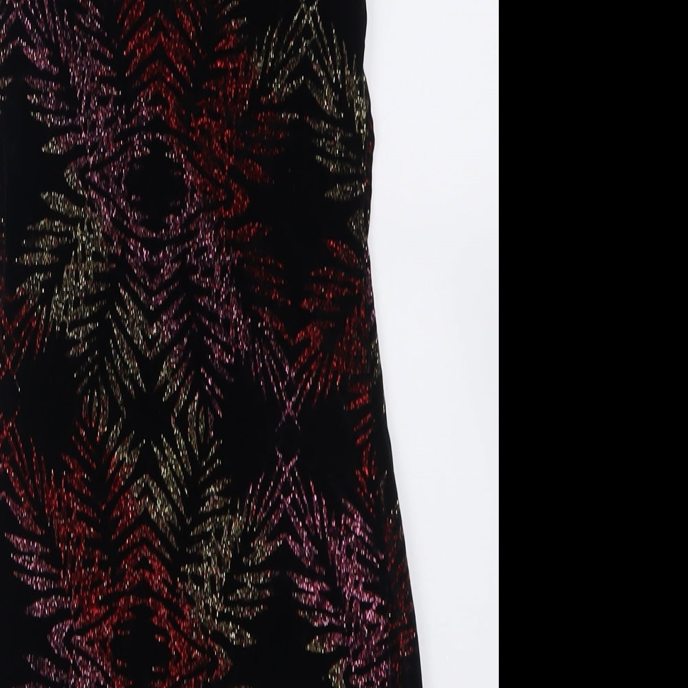 Topshop Womens Black  Polyester A-Line  Size 6  Boat Neck Pullover - Open back