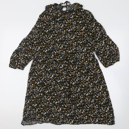 prmark Womens Black Floral Viscose A-Line  Size 10  Collared Tie