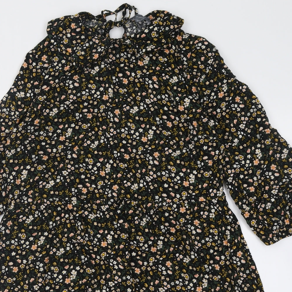 prmark Womens Black Floral Viscose A-Line  Size 10  Collared Tie