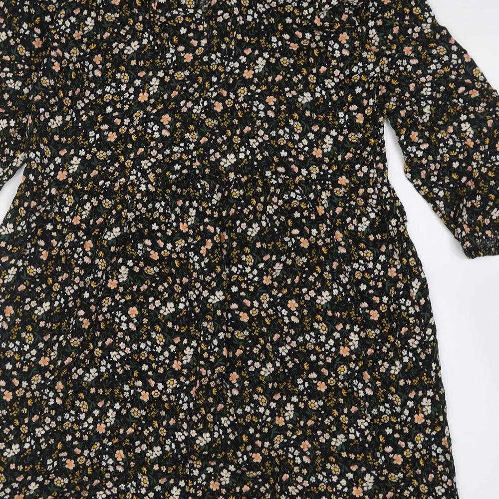 prmark Womens Black Floral Viscose A-Line  Size 10  Collared Tie