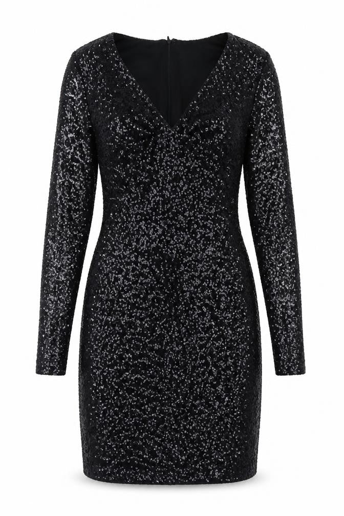 New Look Womens Black  Polyester Bodycon  Size 10  V-Neck Zip