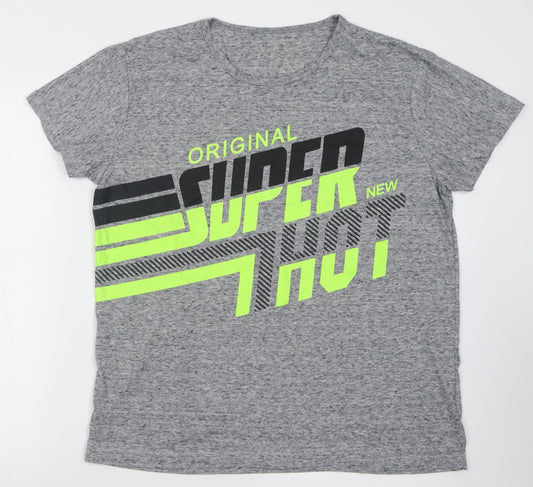 Preworn Mens Grey  Polyester  T-Shirt Size XL Crew Neck