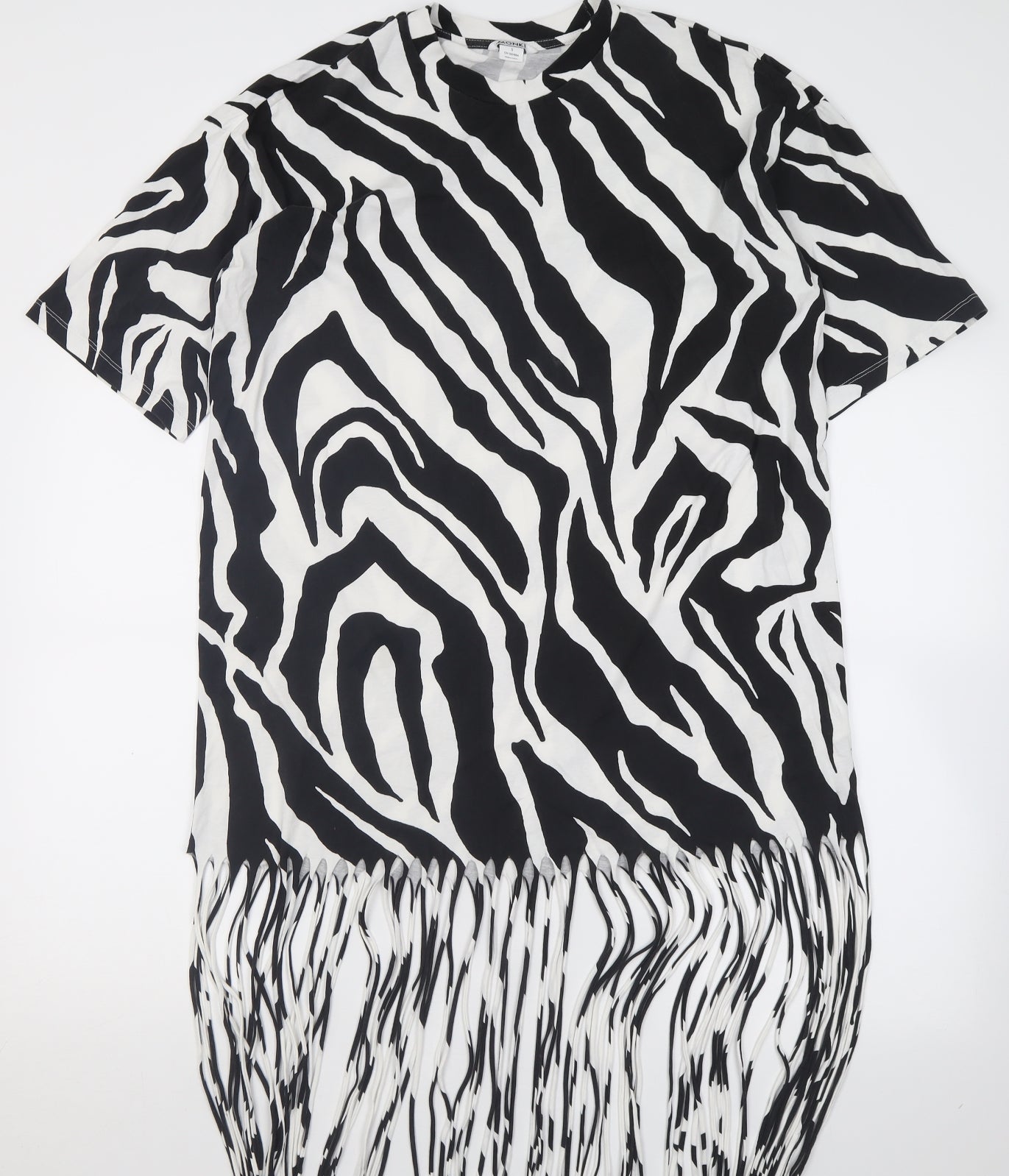 monkl Womens White Animal Print Cotton T-Shirt Dress  Size S  Crew Neck Pullover