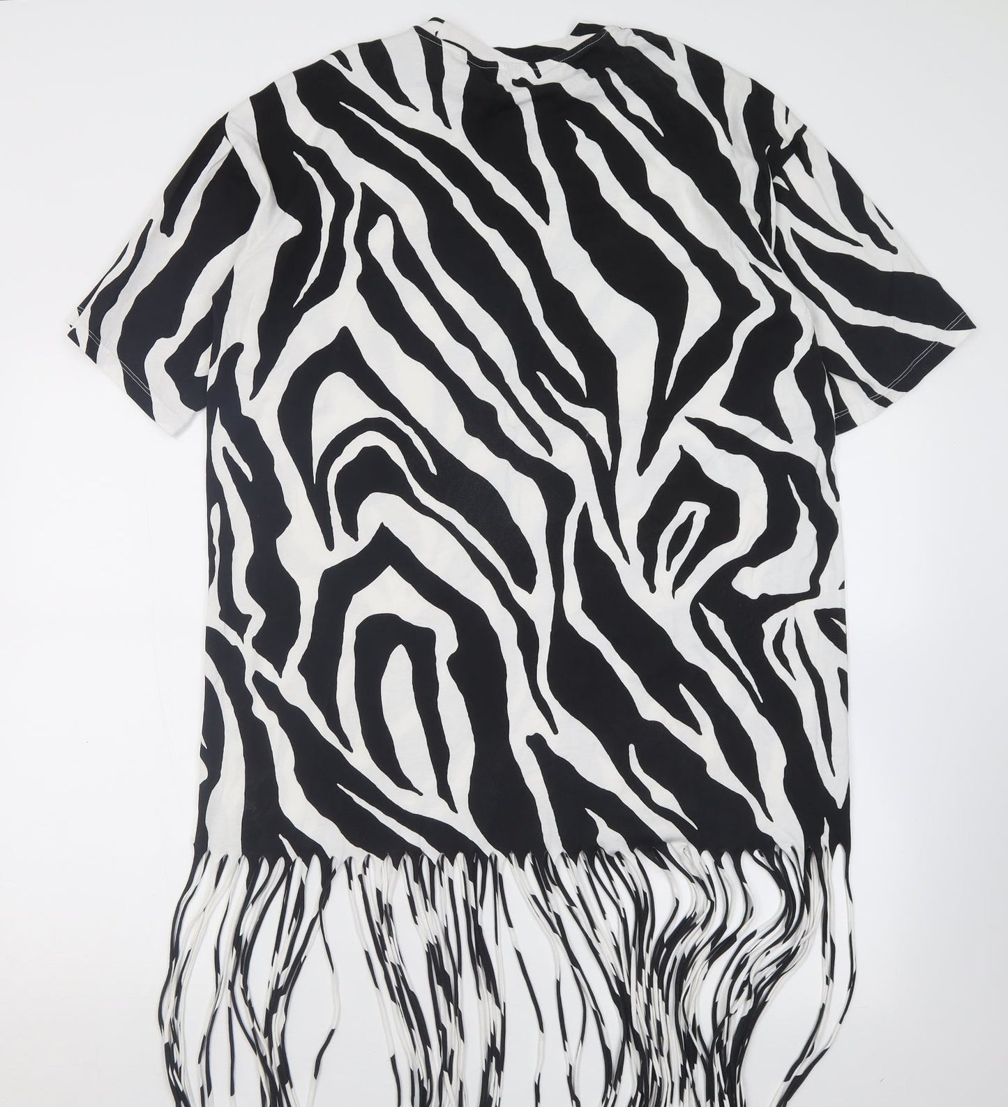 monkl Womens White Animal Print Cotton T-Shirt Dress  Size S  Crew Neck Pullover