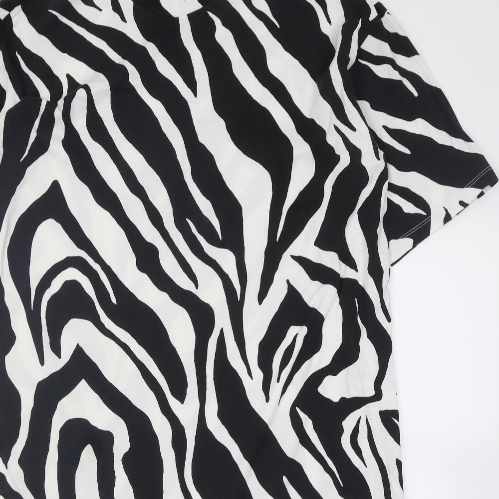 monkl Womens White Animal Print Cotton T-Shirt Dress  Size S  Crew Neck Pullover