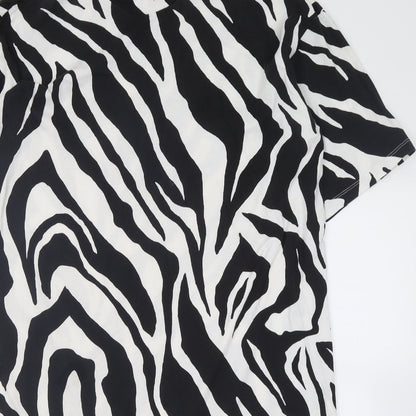 monkl Womens White Animal Print Cotton T-Shirt Dress  Size S  Crew Neck Pullover
