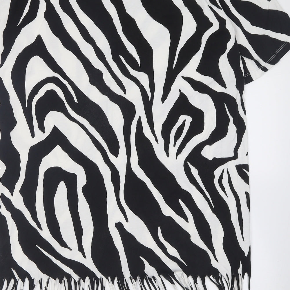 monkl Womens White Animal Print Cotton T-Shirt Dress  Size S  Crew Neck Pullover